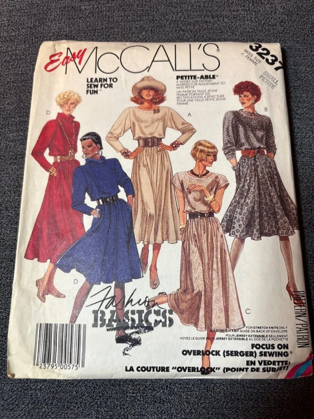 McCalls 3237 Sewing Pattern Misses Size S Dress Vintage 1987 Uncut